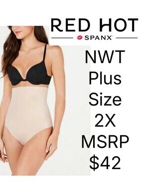 NWT Red Hot Spanx High-Waist Thong Panty 10241R Beige Plus Size 2X